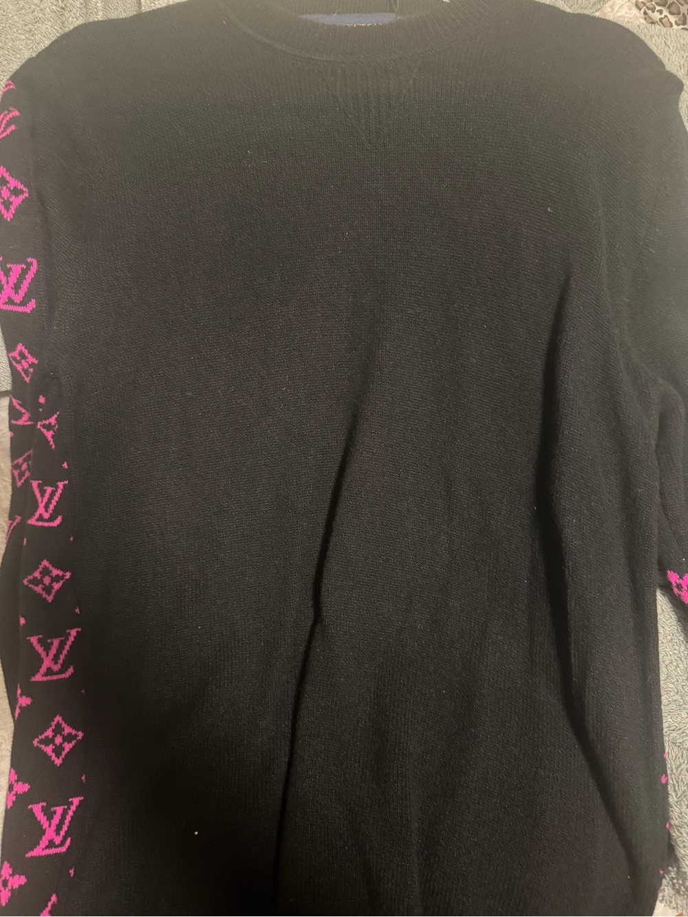 Louis Vuitton Black Sweater with Pink Monogram Accent